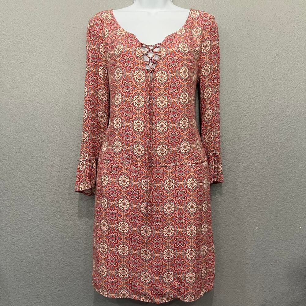 Pink floral boho knee length